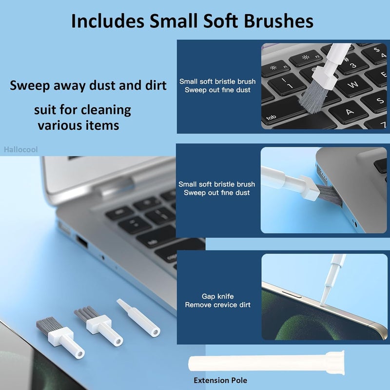 Hallocool Cleaning Kit for Phone Headphone 32 in 1 Multi-Functional Electronics Cleaning Kits for Cell Phones, Computer, Monitor, Earbuds, Laptop, Camera, Lens Portable White Cleaning Kit Tool - Image 5